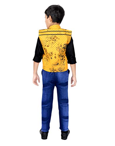 Image of AHHAAAA Kids Ethnic Cotton Blend Waistcoat Shirt and Pant for boys