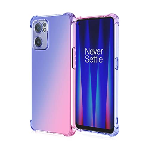 WILLIS Funda para OnePlus Nord CE 2 5G, Carcasa Protectora de Color Degradado Transparente, 6.43' Case para Teléfono Anticaída y Antiarañazos Azul Rosado