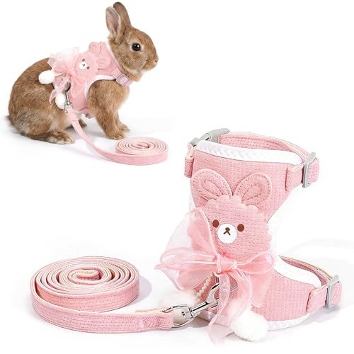 NiceNaiils Harnais Lapin Nain, Harnais avec Laisse,Colliers et laisses pour Petits Animaux,Harnais pour Lapin,Laisse réglable,Harnais Respirant (1-3 kg)