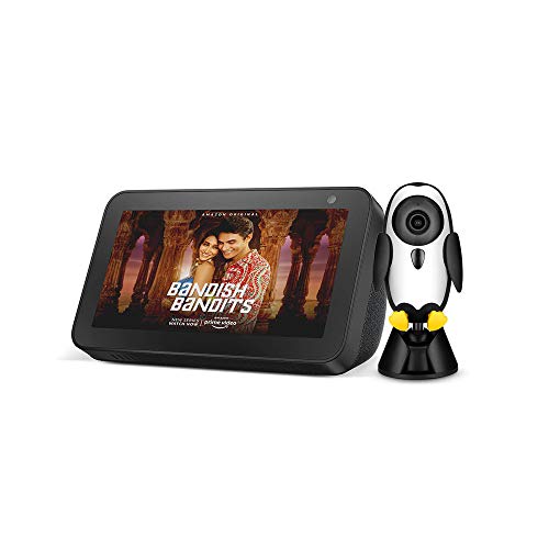 Image of Qubo 1080p Baby Cam (by Hero Group) Full HD WiFi Smart Baby Monitor(Black) with Baby Cry Alert, Alexa Enabled, Time Lapse Video & Lullabies + Echo Show 5 - Smart Display with Alexa-5.5 inch Screen(Black)