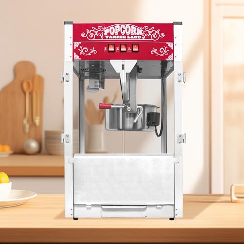 Image of Popcorn Machine with 16 Ounce Kettle, Countertop Popcorn Maker Commercial Popcorn Machine w /Stainless Steel Scoop, Oil Spoon for Home Movie Theater, Red