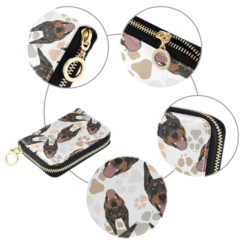 Doberman Dog RFID Credit Card Holder Leather With Zipper Card Case Wallet for Women Girls3