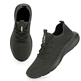 VAMJAM Men's Running Shoes Fashion Sneakers Lightweight Breathable Flying Knitting Lace Up Mesh Walking Shoes Workout Casual Sports Shoes Allgreen Size 13