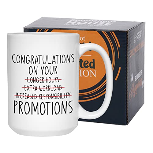 Promotion Coffee Mug 15 oz, Congratulation On Your Promotion Job Work Office New Challenge Beginning Coworker Employee Boss, White