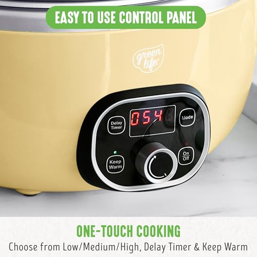 image for GreenLife 6 Quart Ceramic Slow Cooker, PFAS-Free, Programmable, Remova