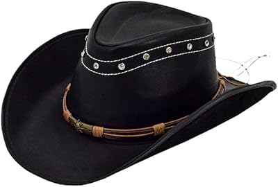 Western Cowboy Hat for Women Men with Rope Wide Brim Retro Classics Fedora Hat Leather Jazz Riding Hat YS3710-6 M