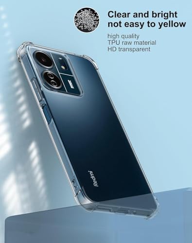 Image of BOXXO Flexible Back Cover for Mi Redmi 13C 4G | Back Cover Transparent Clear Shockproof Case Four Corner Protection | Slim Protective Mobile Phone Cover for Mi Redmi 13C 4G