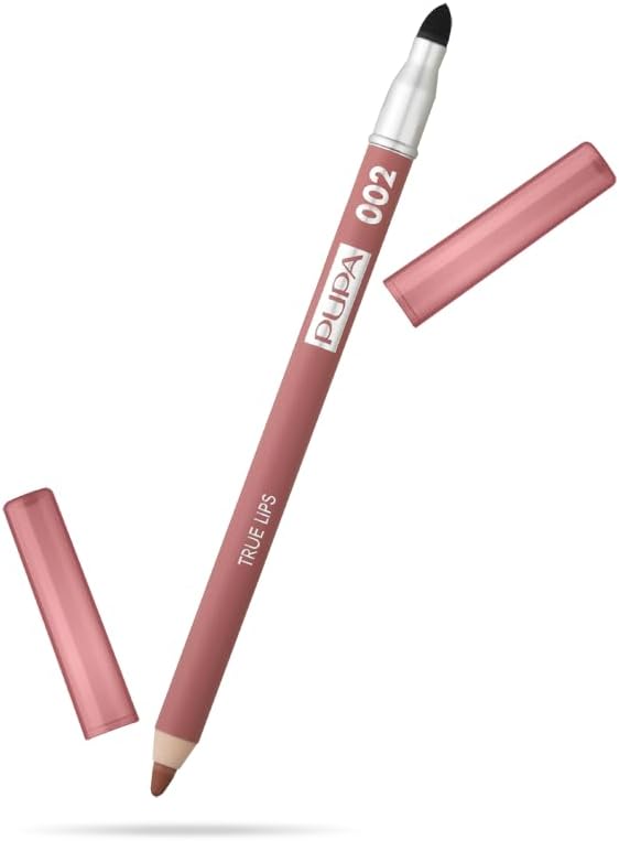 True Lips Blendable Lip Liner - Dual-Ended Matte Lining Color and Brush - Light and Creamy, Hydrating, High Pigment, Smudge Proof Formula - Paraben Free - 002 Tea Rose - 0.042 oz