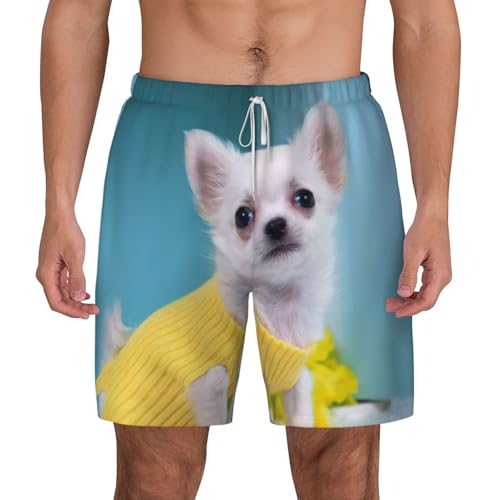 Short de plage double couche original au motif chihuahua plein de fraîcheur