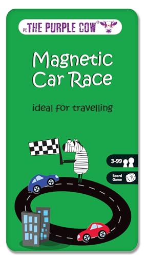 The Purple Cow Magnetic Travel Car Race Game - Airplane Games & Quiet Games. Game Box for Kids & Adults. Fun Game Where You Get to Race Each Other Around A Track, Car Race