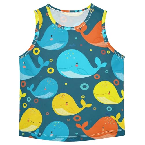 J JOYSAY Cartoon Whale Circle Teal Boys Tank Top Sleeveless Muscle Shirts Quick Dry Kids T-Shirts 3-15T