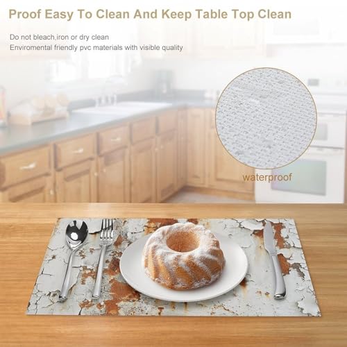 Set de table PVC blanc rouille 45x30 cm lot de 6 lavables - 5