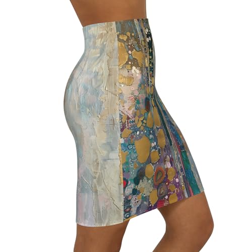Klimt Abstract Pencil Skirt, Stylish Women's Skirt, Mid-Waist Skirt for Parties, Art-Inspired Fashion4