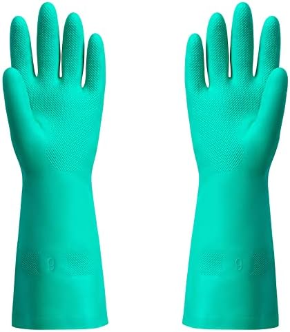 ThxToms Chemical Resistant Nitrile Gloves, Resist Household Acid, Alkali, Solvent and Oil, Latex Rubber Free, 1 Pair Large