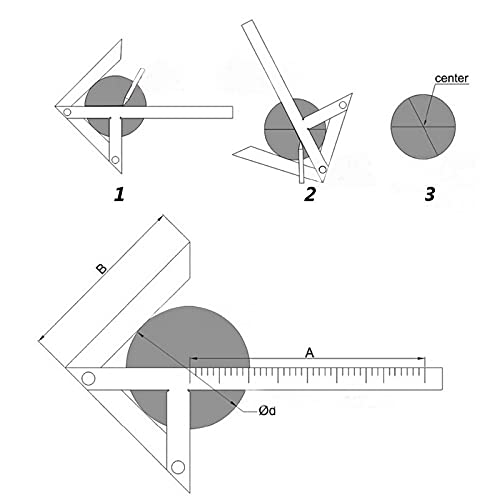 Centering Square Gauging Protractor Angle Ruler Center Gauge Round Bar Mark Finder Tool
