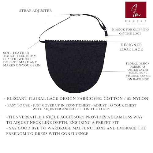 Image of INSECRET Cotton Nylon Lace Cami Slip Cleavage Cover Bra Insert - Pack of 2