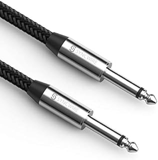 Syncwire Professional Guitar Lead 3M/10ft, Nylon Braided Guitar Cable 6.35mm 1/4" Mono Jack Instrument Cable for Electric Guitar, Bass, Amp, Keyboard, Mandolin, Mixing Desks (Black)