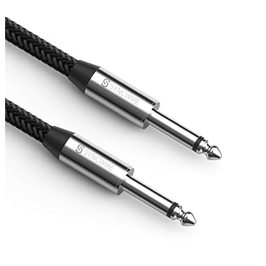 Syncwire Profesional Cable para Guitarra 3m (10ft) - Cable de jack guitarra 6.35mm (1/4") Cable mono Trenzado de Nailon para instrumentos, guitarra eléctrica, bajo, Amplificador y Teclados - Negro