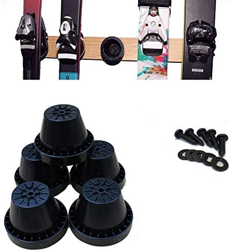 Button Ski Hanger 5-Pack, A Ski Holder to Safely Store 5 Pairs of Alpine Skis of Any Shape Or Size (Rockers, Carvers, Racers, Kids) to Make A Wall Or Floor Ski Storage Rack
