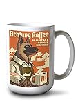 Lantern Press German Shepherd, Retro Coffee Ad 54875 (15oz White Ceramic Mug)