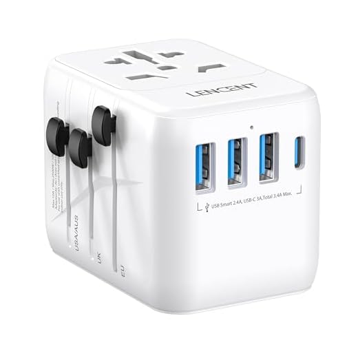 LENCENT Adaptateur de Voyage, Adaptateur Prise Universelle avec 3 USB, Adaptateur International France vers USA Canada UK Australie Chine Japon Irlande, Prise Monde vers France, Type A/C/G/I, Blanc