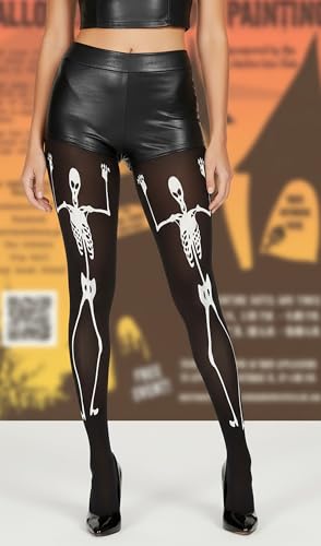 Image of ToBeInStyle Women's Scary Skeleton Leg Bones Halloween Hosiery Tights & Thigh High Stockings