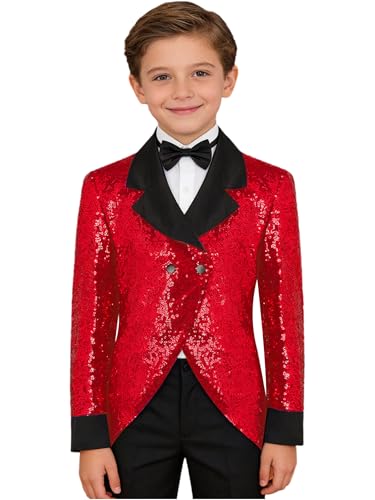 Costume jacke à cravate et veste à paillettes pour fête de garçon