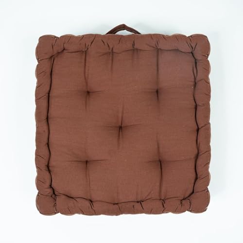 Image of PrettyKrafts Cotton Chair Pad | Chair Cushion Pad | Chair Cushion | Soft & Comfortable Sitting | Chair Cushion Pad for Sitting (40x40x8cm, Brown Large)