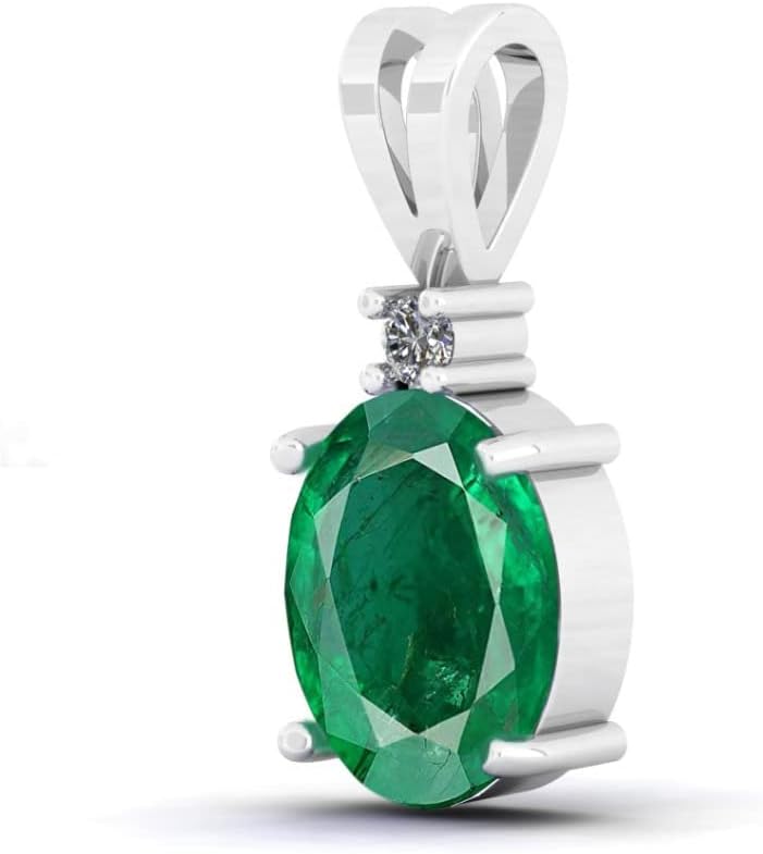 5.25 Carat Natural Emerald Stone Oval Cut Necklace For Women - Image 4