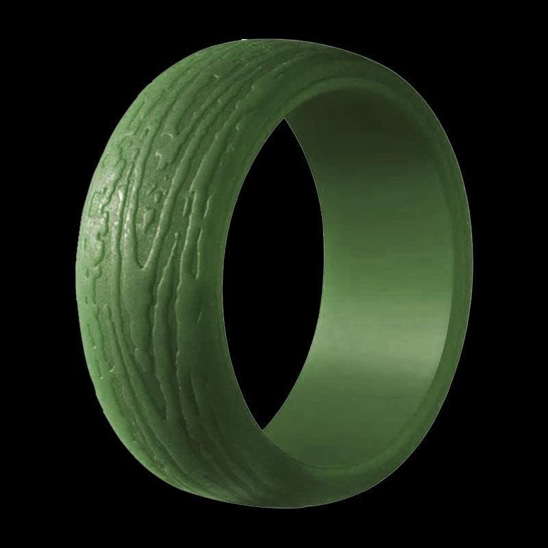 Mens 8.7mm Wide Bark Stria Silicone Wedding Band 5pcs Pack Black Green Gray Rubber Rings,US Size 7-14 - Image 5