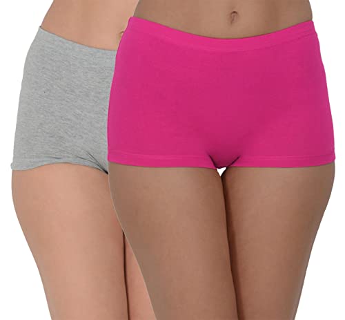Image of EVA & JOY Women's Cotton Solid Mid-Rise Boyshort Panty