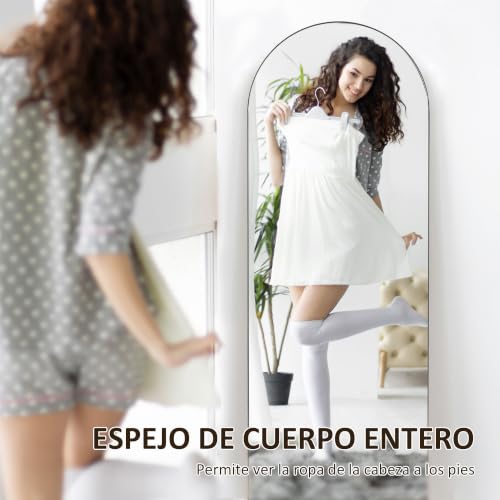 Miniatura 3 de Homcom Espejo De Pie Cuerpo Entero Arqueado, 150x50 Cm, Espejo De Cuerpo Entero, Independiente, Apoyado Y De Pared, Sin Marco, Para Dormitorio, Salón, Negro