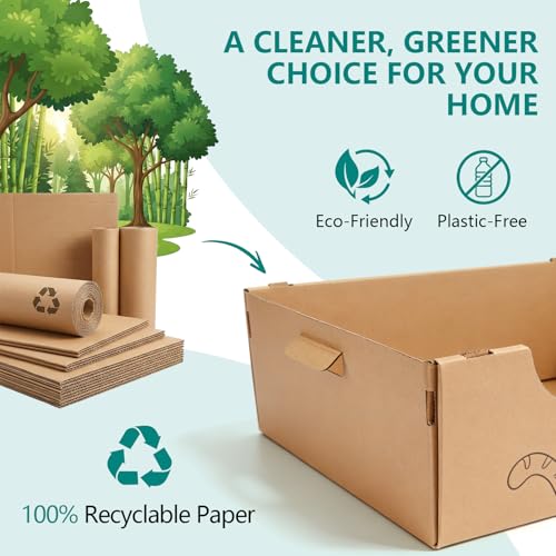 3-Pack Jumbo Disposable Cat Litter Box, Waterproof Cardboard Litter Box, Foldable & Portable for Travel and Home, Recyclable Disposable Litter Box - Image 7