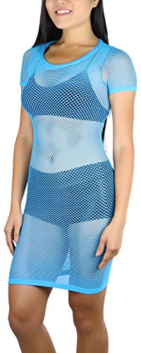 Image of ToBeInStyle Women's Stretch See Through Fishnet Novelty Mini Rave Party Dress