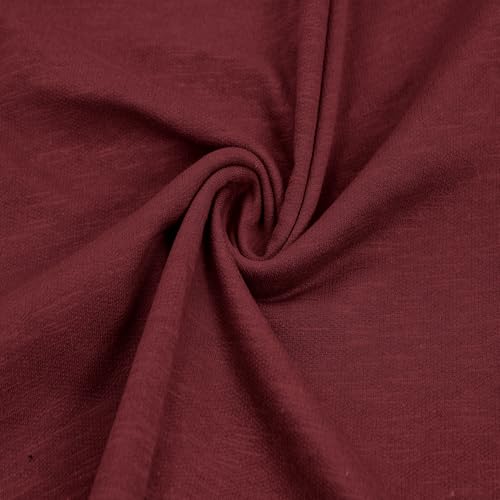 60' Wide 100% Cotton Slub French Terry Fabric by The Yard - 210 GSM, Medium Weight, Breathable, 2-Way Stretch - Best for Activewear, Apparel, Layering & Crafts
