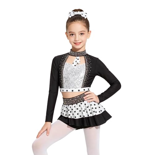 Tenue danse jazz en paillettes filles et strass avec finitions brillantes