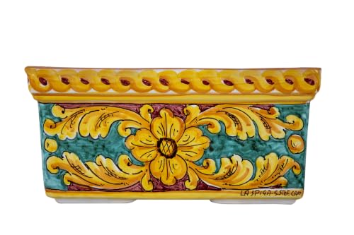 Pot de fleurs rectangulaire de style sicilien Cerames S - 3