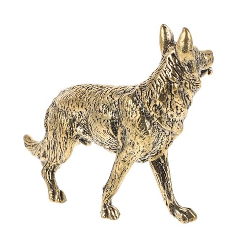 Sculpture de chien loup en laiton massif pour décoration d'intérieur raffinée