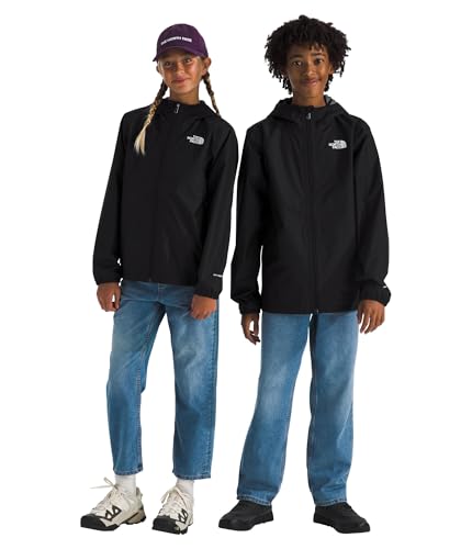 The North Face Teen Zipline Rain Jacket - Waterproof Rain Coat, Secure Zip Pockets, Weather Ready Hood, TNF Black, X-Large