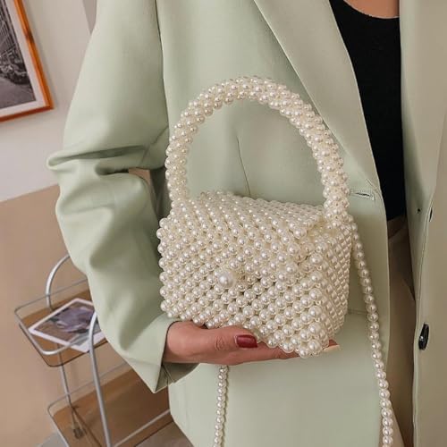 Image of Mahalakshmi Crystal Purses For Women | Pearl Beaded Crossbody Bags For Ladies Girls. Handmade purse for girls and women