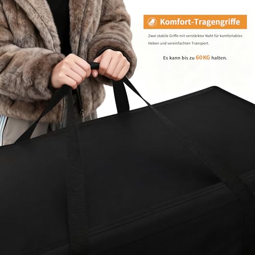 Dokon Aufbewahrungstasche Gartenauflagen Wasserdicht Weihnachtsbaum Aufbewahrung Robustes Oxford-Gewebe Auflagentasche Gartenpolster, Schutzhülle für Polsterauflagen (175x55x75cm) - Schwarz