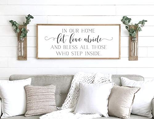 Fprqlyze Metal Love Sign | 12x22 inches | Farmhouse Style | Iron Material | Wall Mount | Let Love Abide Sign