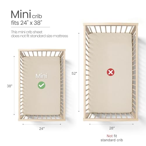 Image of lulumoon Mini Crib Sheets Muslin: Soft Cotton Fitted Mini Crib Mattress Sheets for Boys and Girls 2Pack