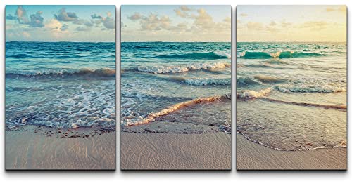wall26 - Sunrise on Atlantic Ocean - Canvas Art Wall Art - 16"x24"x3 Panels