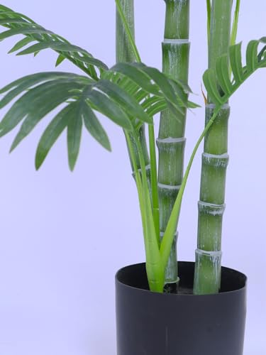 Image of ARICK DECOR 4.3Ft Artificial Golden Areca Palm Plant in Black Pot, 4.3ft Large Faux Tropical Palm Tree for Home Decor, Office, Living Room & Corner Accent