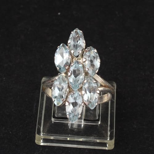 Bague en quartz bleu marquise argent 925 sans allergie