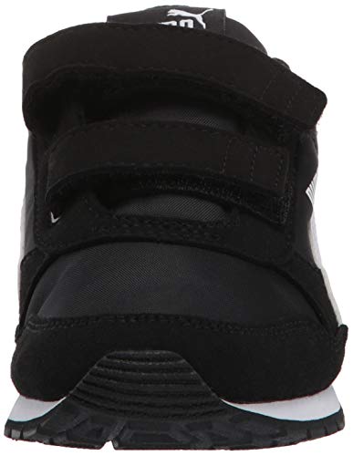PUMA PUMA unisex child St Runner 2 Hook and Loop Sneaker, Black- White, 13 Little Kid US