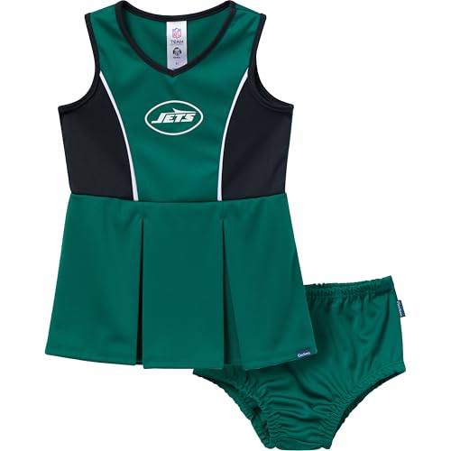Gerber Toddler Girls' NFL Cheerleader Dress and Bloomer Set, Jets, 3T
