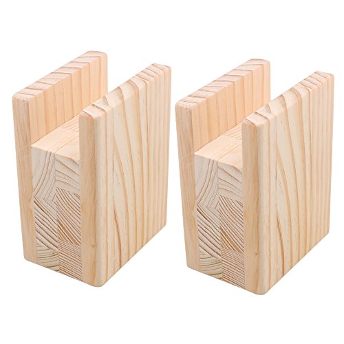 Kaittyoffice 2個入 家具ソフトフィート 継ぎ脚 家具リフター 防湿 テーブル/ベッド/机用 凹型 パインウッド 溝幅4cm 10x7x13.5cm 木製 ウッドカラー