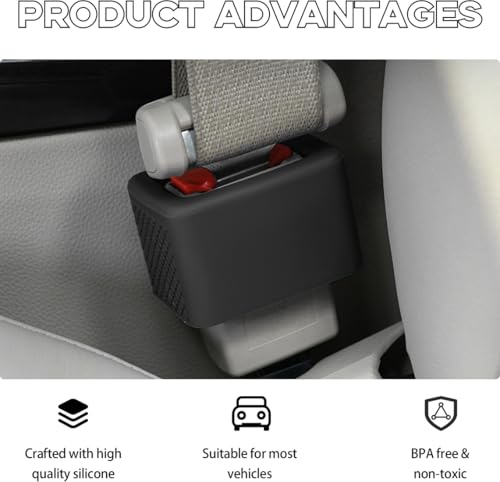 Image of Augeny 2 PCS Seat Belt Buckle Holder, Silicone Auto Rear Seatbelt Buckle Booster to Makes Receptacle Stand Upright for Easy Access, Universal Vehicle Seatbelt Buckle for Kids (Black+Red)